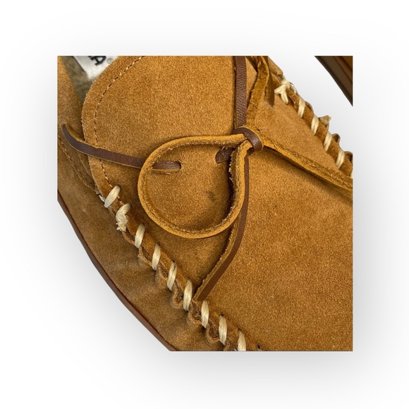 new Minnetonka ✦ Hardsole Suede Fur Lined Mocassin Slip On Loafer ✦ Brown 12 - Picture 7 of 16